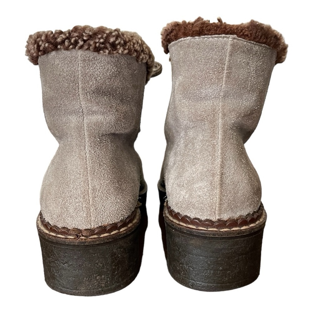 Vicini Italian Suede Shearling Fur Lined Ankle Booties | Women’s 6 - Picture 10 of 13